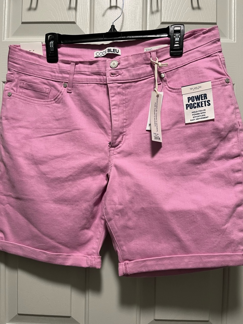 Code Bleu Pink Rolled-Hem Power Pockets Bermuda Shorts